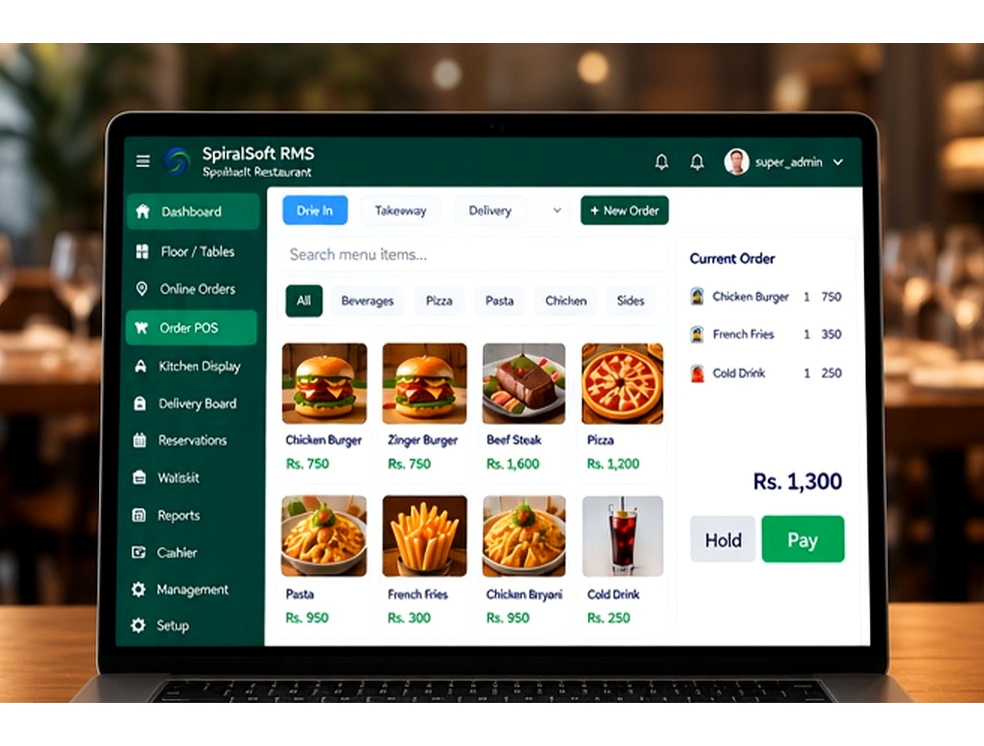 SpiralSoft RMS restaurant POS